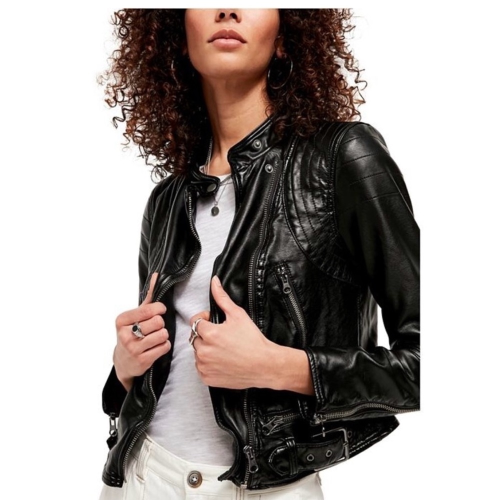 Free People Faux Leather Moto Jacket…. Worn twice! In great condition
